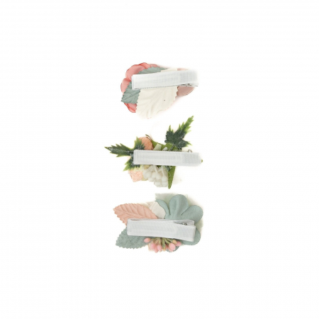 Set 3 clame elegante cu flori pentru par, fetite, Melvelo - Rose [2]
