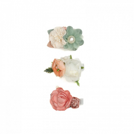 Set 3 clame elegante cu flori pentru par, fetite, Melvelo - Rose [1]