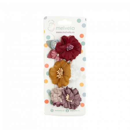 Accesorii par - Set 3 clame elegante cu flori pentru par, fetite, Melvelo - Sunflower