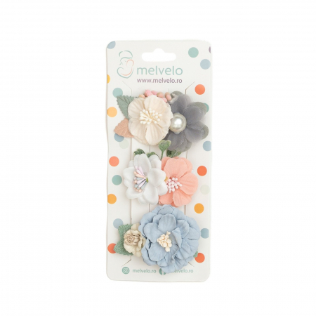 Accesorii par - Set 3 clame elegante cu flori pentru par, fetite, Melvelo - Waterlily