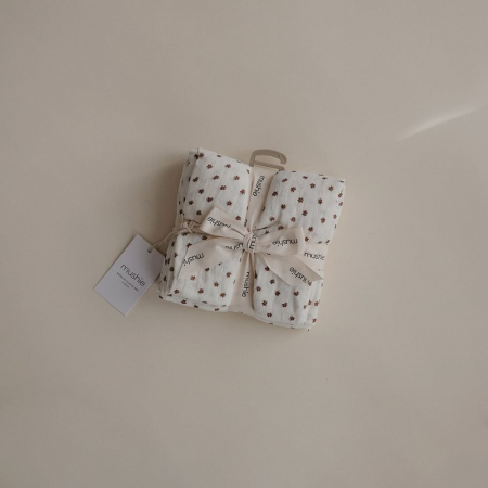 Set 3 museline pentru bebelusi din bumbac organic 60x60cm, Mushie - Bloom [1]
