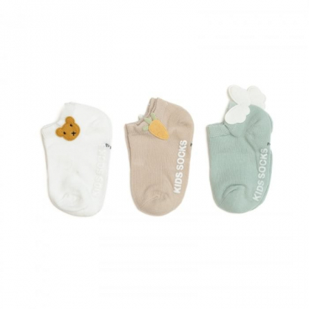 Imbracaminte si incaltaminte - Set 3 perechi de sosete scurte, bumbac, antiderapante, Melvelo - Baietei