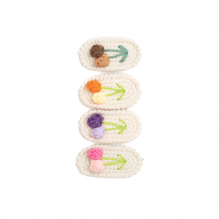 Set 4 agrafe crosetate handmade, pentru par, bebe, Melvelo - Little Flowers [2]