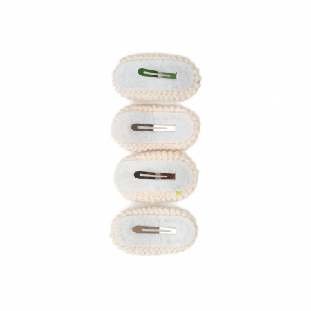 Set 4 agrafe crosetate handmade, pentru par, bebe, Melvelo - Little Flowers [3]