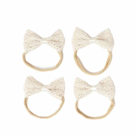 Set 4 bentite pentru bebe, cu funda, Melvelo - Cream [1]