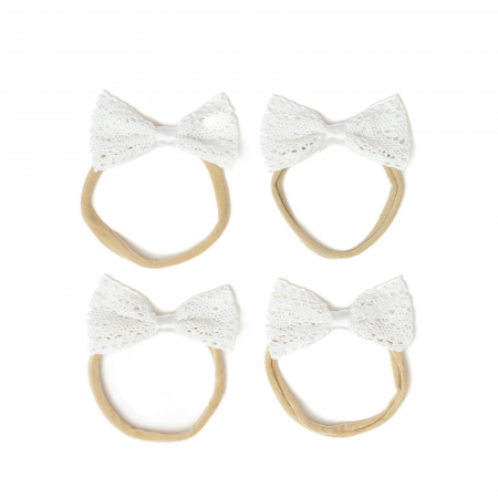 Set 4 bentite pentru bebe, cu funda, Melvelo - White [1]