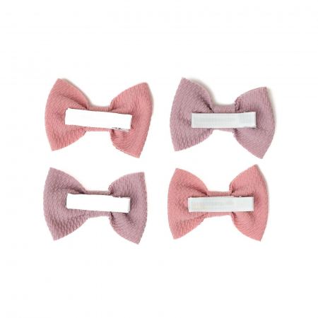 Set 4 clame, tip papion pentru par, fetite, bumbac, Melvelo - Blossom / Heather [2]