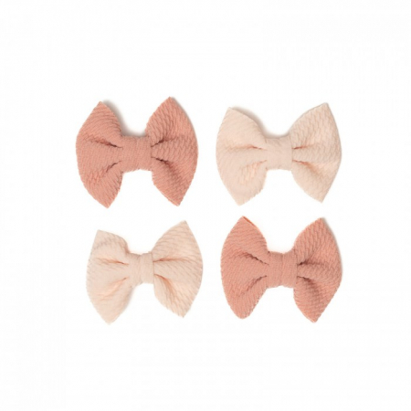 Set 4 clame, tip papion pentru par, fetite, bumbac, Melvelo - Pink Cream / Blush [1]