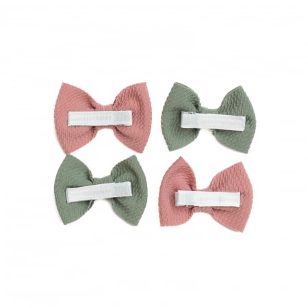 Set 4 clame, tip papion pentru par, fetite, bumbac, Melvelo - Sage / Dusty Rose [2]