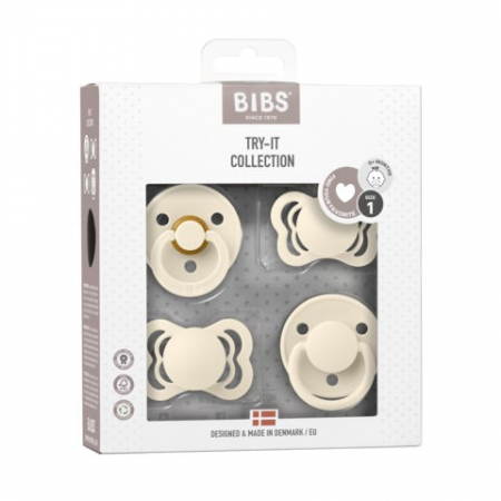 Set 4 suzete Bibs Try-It collection Size 1 - Ivory (2 latex + 2 silicon) [2]