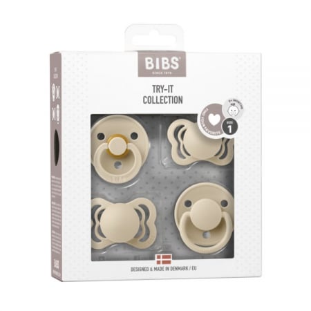 Set 4 suzete Bibs Try-It collection Size 1 - Vanilla (2 latex + 2 silicon) [2]