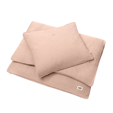 Organizatoare pat - Set lenjerie de pat pentru copii 70 x100 cm, fata de perna + husa pilota, 100% bumbac organic, BIBS - Blush