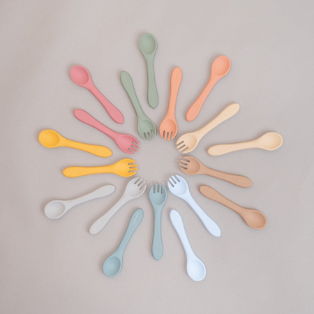 Set tacamuri Furculita + Lingurita din silicon alimentar, Melvelo - Mustard [1]