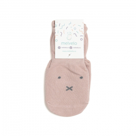 Imbracaminte si incaltaminte - Sosete antiderapante copii, flausate,bumbac, Melvelo - Blush