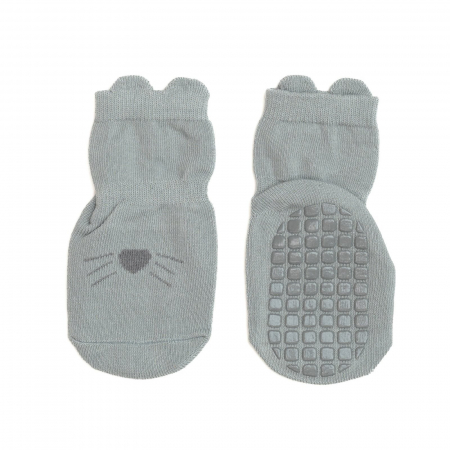 Sosete si dresuri copii - Sosete antiderapante copii, flausate,bumbac, Melvelo - Gray