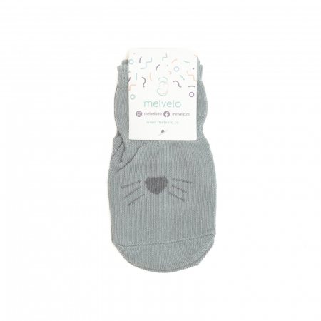 Sosete antiderapante copii, flausate,bumbac, Melvelo - Gray [1]