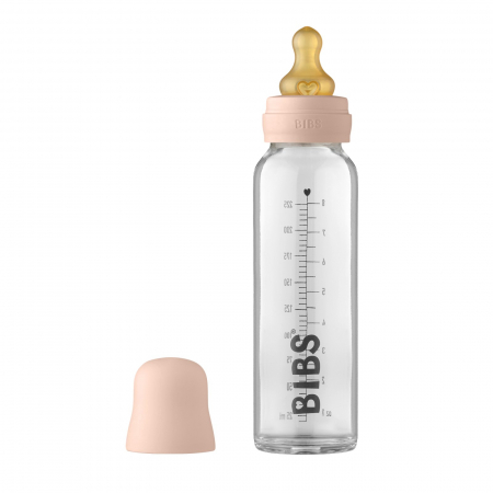 Servire masa copii - Sticla lapte anticolici cu biberon din latex - Set Complet Bibs - Blush - 225 ml (flux scazut)