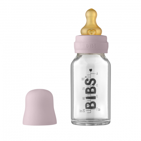 Servire masa copii - Sticla lapte anticolici cu biberon din latex - Set Complet Bibs - Dusky Lilac - 110 ml (flux scazut)