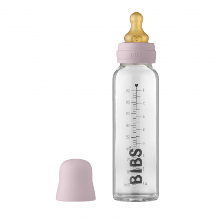 Servire masa copii - Sticla lapte anticolici cu biberon din latex - Set Complet Bibs - Dusky Lilac - 225 ml (flux scazut)