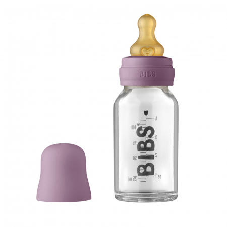 Servire masa copii - Sticla lapte anticolici cu biberon din latex - Set Complet Bibs - Mauve - 110 ml (flux scazut)