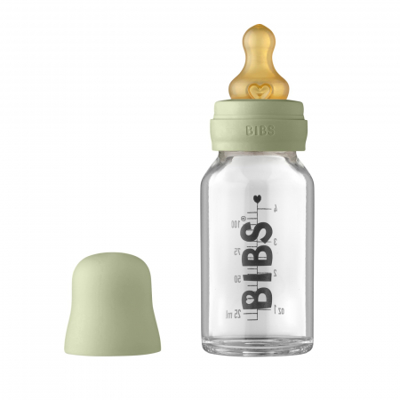 Servire masa copii - Sticla lapte anticolici cu biberon din latex - Set Complet Bibs Sage 110 ml (flux scazut)