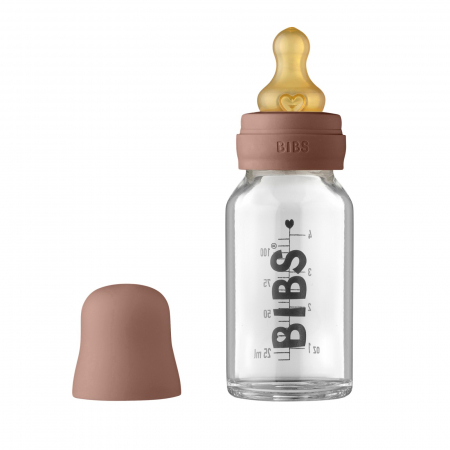 Servire masa copii - Sticla lapte anticolici cu biberon din latex - Set Complet Bibs Woodchuck 110 ml (flux scazut)