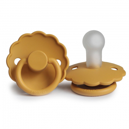 Suzete si accesorii - Suzeta Frigg Daisy - Silicon / Latex - Honey Gold