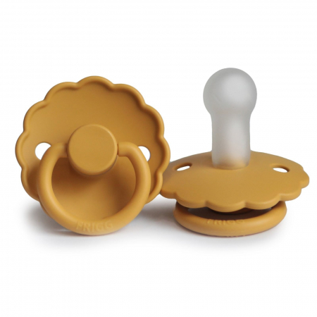 Suzete si accesorii - Suzeta Frigg Daisy - Silicon / Latex - Honey Gold