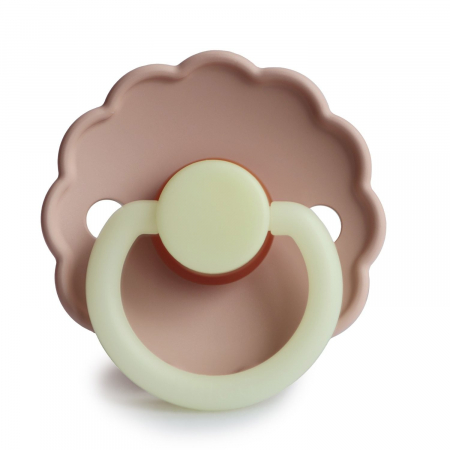 Suzete si accesorii - Suzeta Frigg Fosforescenta Daisy - Silicon / Latex - Blush Night
