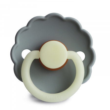 Suzete si accesorii - Suzeta Frigg Fosforescenta Daisy - Silicon / Latex - French Gray Night