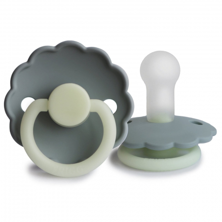 Suzete si accesorii - Suzeta Frigg Fosforescenta Daisy - Silicon / Latex - French Gray Night