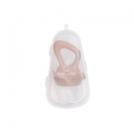 Suzeta fructe pentru bebelusi, tetina din silicon alimentar, + 4 luni, 3 tetine, Melvelo, Rock -  Caramel [2]