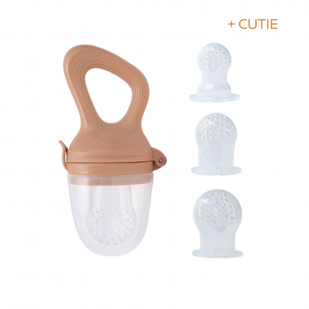 Suzete si accesorii - Suzeta fructe pentru bebelusi, tetina din silicon alimentar, + 4 luni, 3 tetine, Melvelo, Rock -  Caramel