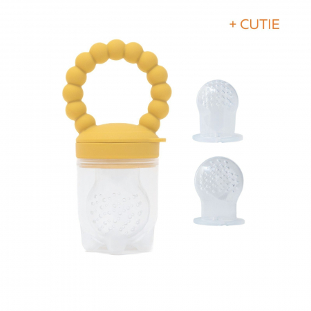 Suzete si accesorii - Suzeta fructe pentru bebelusi, tetina din silicon alimentar, + 6 luni, 2 tetine, Melvelo, Beads -  Mustard
