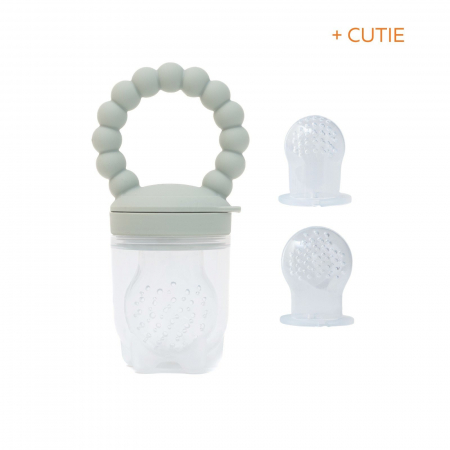 Suzete si accesorii - Suzeta fructe pentru bebelusi, tetina din silicon alimentar, + 6 luni, 2 tetine, Melvelo, Beads -Sage