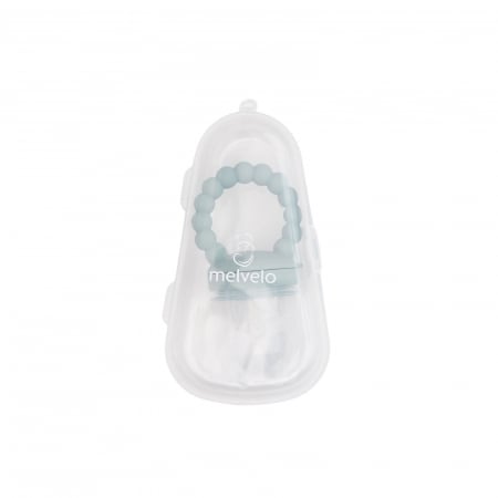 Suzeta fructe pentru bebelusi, tetina din silicon alimentar, + 6 luni, 2 tetine, Melvelo, Beads - Teal Blue [1]