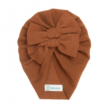 Accesorii copii - Turban  bebelusi cu doua funde, bumbac, Melvelo, Rice - Earth