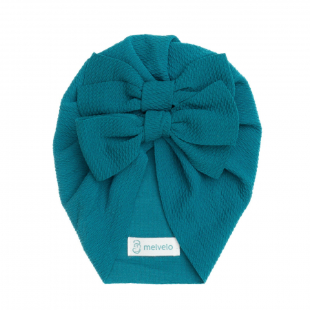 Accesorii copii - Turban  bebelusi cu doua funde, bumbac, Melvelo, Rice - Island Sea