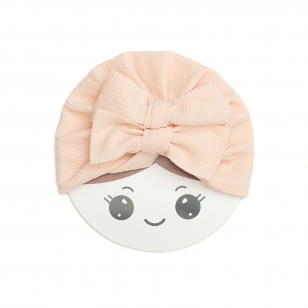 Turban  bebelusi cu doua funde, bumbac, Melvelo, Rice - Pink Cream [1]