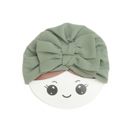 Turban  bebelusi cu doua funde, bumbac, Melvelo, Rice - Sage [1]