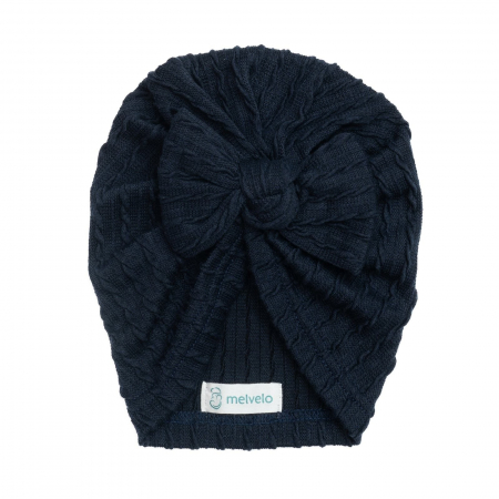 Turbane bebe - Turban bebelusi cu funda, bumbac, Knitwear - Deep Space