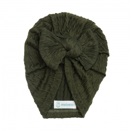Turbane bebe - Turban bebelusi cu funda, bumbac, Knitwear - Hunter Green