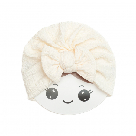 Turban bebelusi cu funda, bumbac, Melvelo, Dusk - Cream [1]