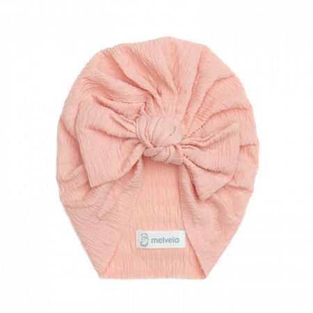 Turban bebelusi cu funda, bumbac, Melvelo, Dusk - Peach