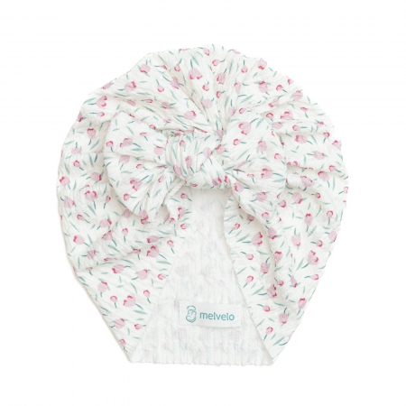 Turbane bebe - Turban bebelusi cu funda, bumbac, Melvelo, Dusk - Tulip
