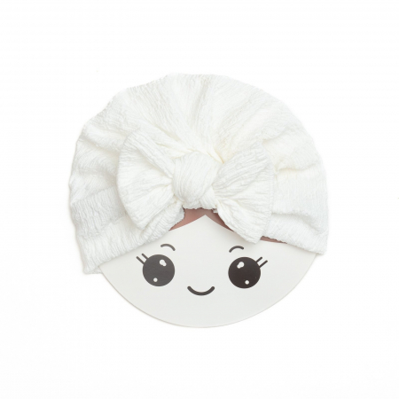 Turban bebelusi cu funda, bumbac, Melvelo, Dusk - White [1]