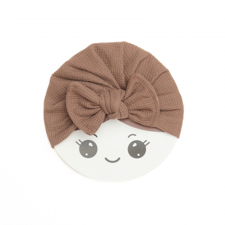Turban bebelusi, cu funda, bumbac, Melvelo, Waffle - Brown [1]