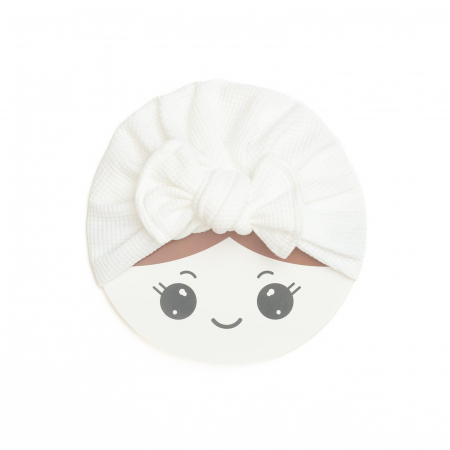 Turban bebelusi, cu funda, bumbac, Melvelo, Waffle - White [1]