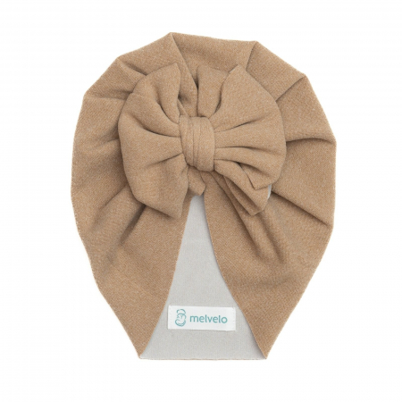 Accesorii copii - Turban bebelusi cu funda, casmir, Melvelo Cashmere - Brown