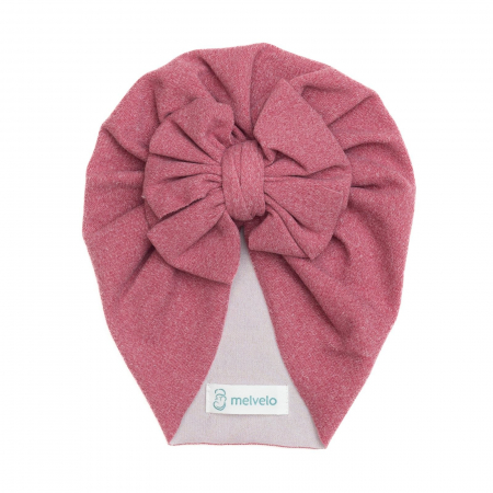 Turbane bebe - Turban bebelusi cu funda, casmir, Melvelo Cashmere - Coral